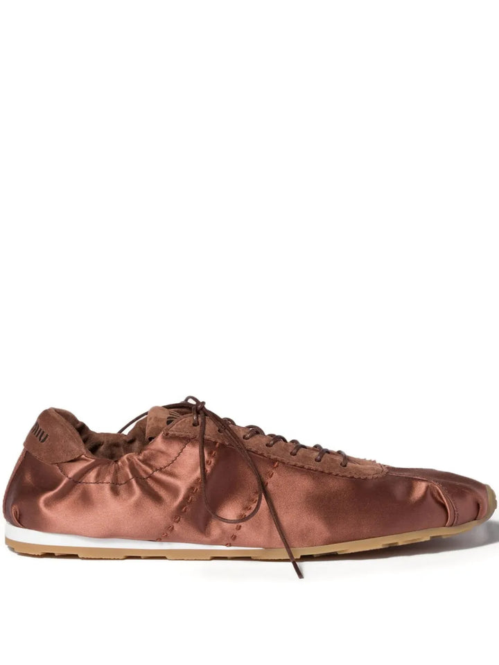 Miu Miu Plume Lace-Up Fastening — Brown — Size US M 3.5 - US W 5 — Front View