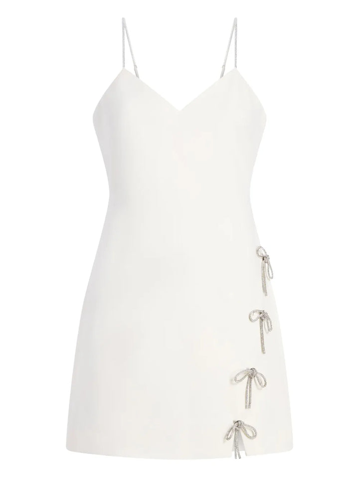 Cinq A Sept Corded Rhinestone Bow Rella Dress — Ivory — Size XS — Front View