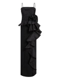 Cinq A Sept Liora Ruffled Floral Gown — Black — Size XS — Front View