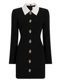 Cinq A Sept Sheryl Collared Embellished Dress — Black/ Red — Size XS — Front View