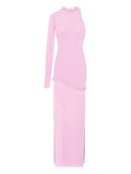 Manuri Candy One Sleeve Braided Detail Maxi Dress — Pink — Size M — Front View