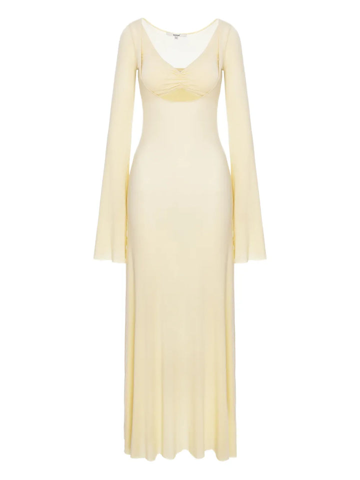Manuri Nina Flared Detail Maxi Dress — Red/ Yellow — Size XS — Front View