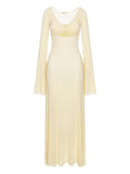 Manuri Nina Flared Detail Maxi Dress — Red/ Yellow — Size XS — Front View