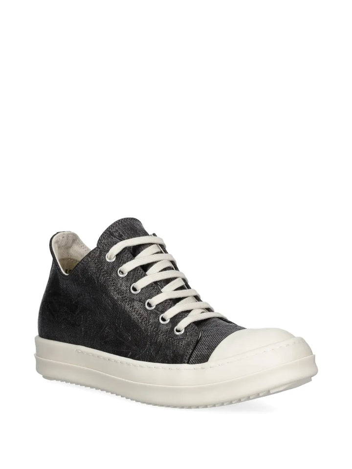 Rick Owens DRKSHDW Low Sneaks Metallic-Effect — Black — Size US M 3.5 - US W 5 — Side View
