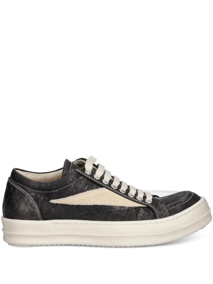 Rick Owens DRKSHDW Vintage Sneaks Metallic-Effect — Black — Size US M 3.5 - US W 5 — Front View