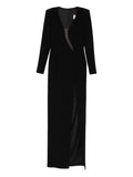Silk Love Lace Monalisa Long Sleeve Maxi Dress — Black — Size XS — Front View