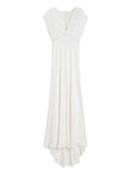 Max Mara Burano V Neck Embellished Maxi Dress — White — Size XS — Front View