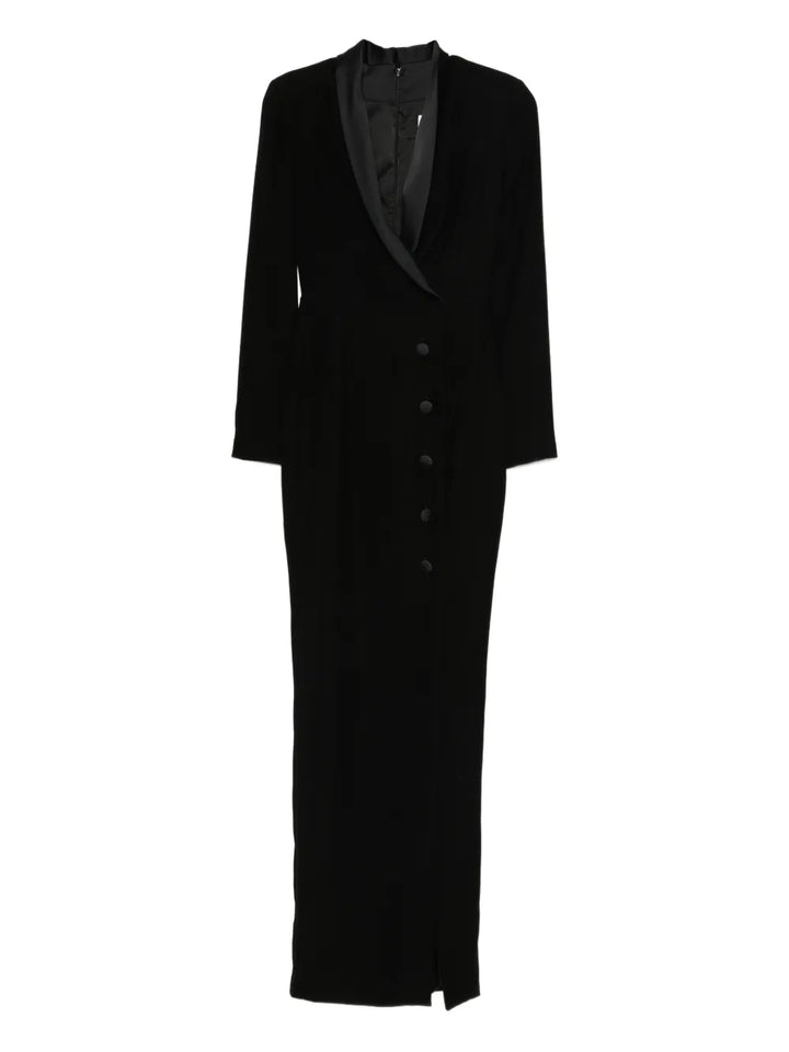 Silk Love Lace Scarlet Button Maxi Dress — Black — Size XS — Front View