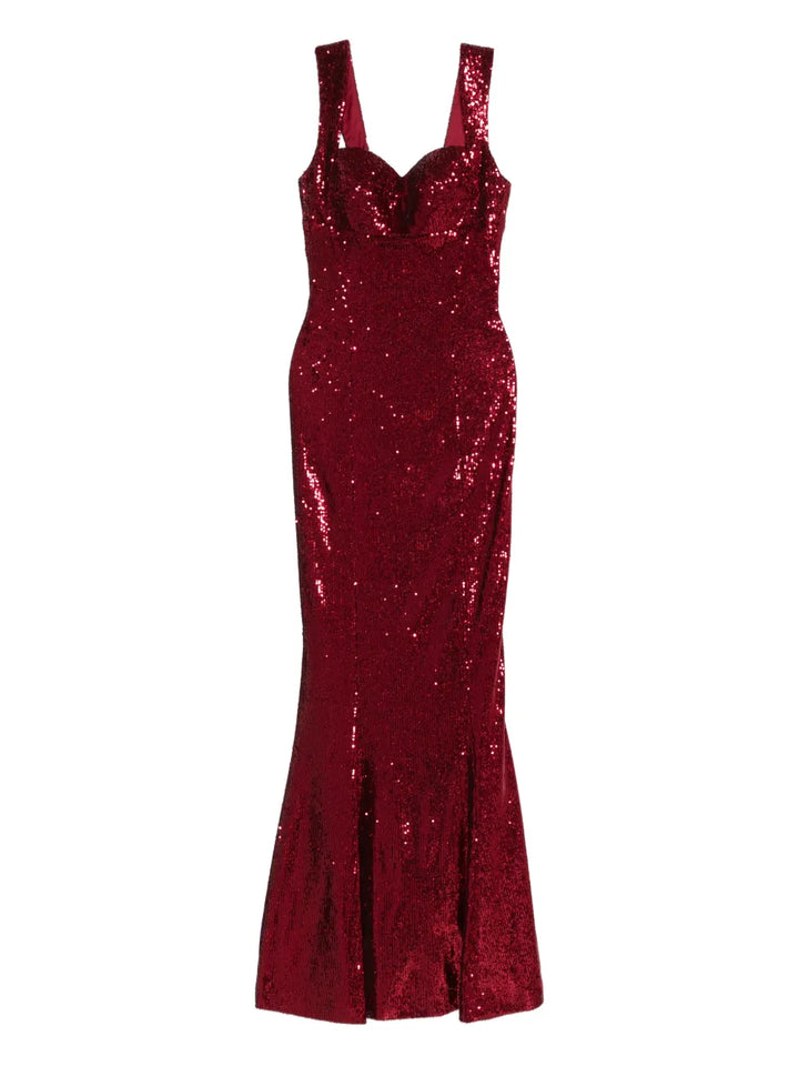 Silk Love Lace Annabel Sequin Maxi Dress — Red — Size XS — Front View