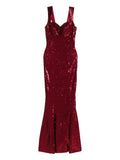 Silk Love Lace Annabel Sequin Maxi Dress — Red — Size XS — Front View