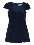 Self Portrait Buttoned Mini Dress — Blue/ Navy — Size S — Front View