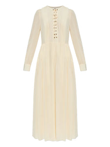 Ulla Johnson Veria Lace Up Midi Dress — Cream — Size XS — Front View