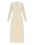 Ulla Johnson Veria Lace Up Midi Dress — Cream — Size XS — Front View
