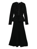 Self Portrait Bow Embellished Midi Dress — Black — Size S — Front View