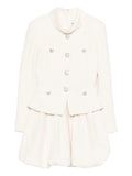 Self Portrait Boucle Collared Mini Dress — Beige/ Red — Size XS — Front View