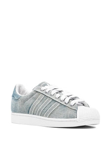 adidas Superstar 82 Stripes Trainers — Grey / Blue — Size US M 4 - US W 5.5 — Top View