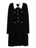 Self Portrait Embellished Collared Mini Dress — Black/ White/ Red — Size S — Front View