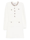 Self Portrait Embellished Pocket Mini Dress — White — Size XS — Front View