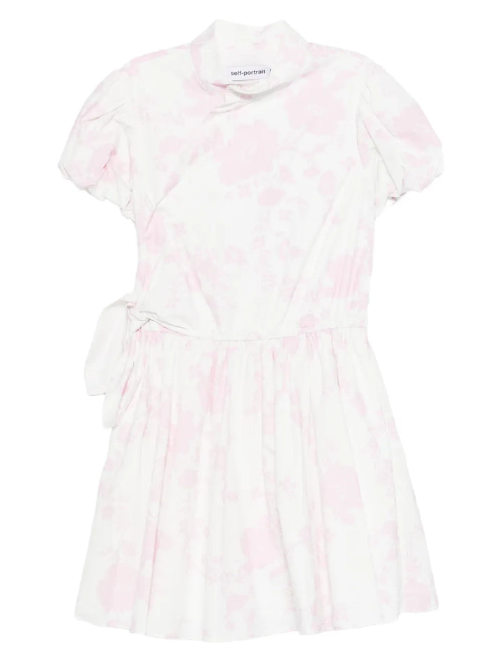 Self Portrait Floral Print Mini Dress — White — Size XS — Front View
