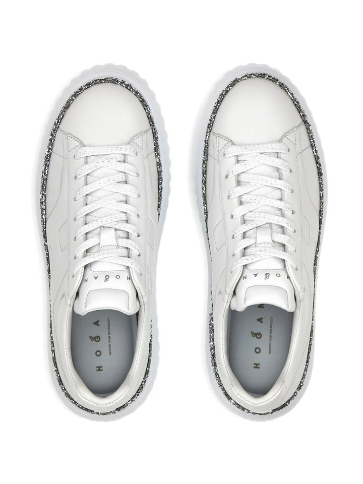 Hogan Lace-Up Platform — White — Size US M 3.5 - US W 5 — Back View