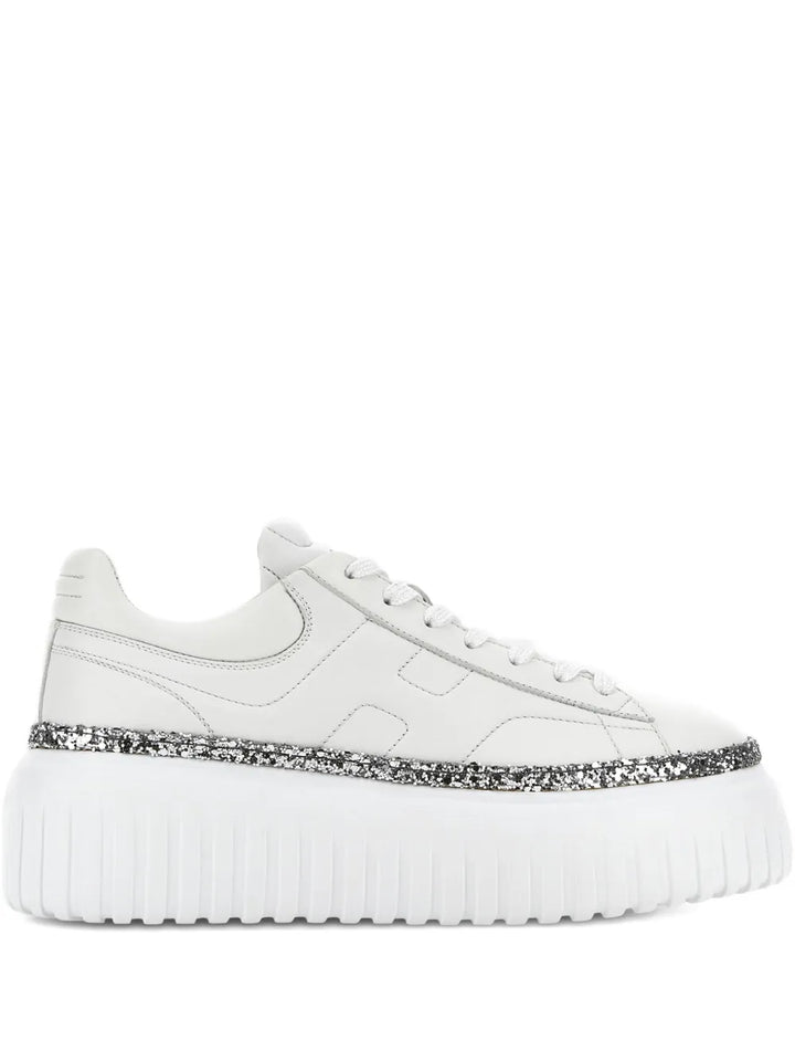 Hogan Lace-Up Platform — White — Size US M 3.5 - US W 5 — Front View