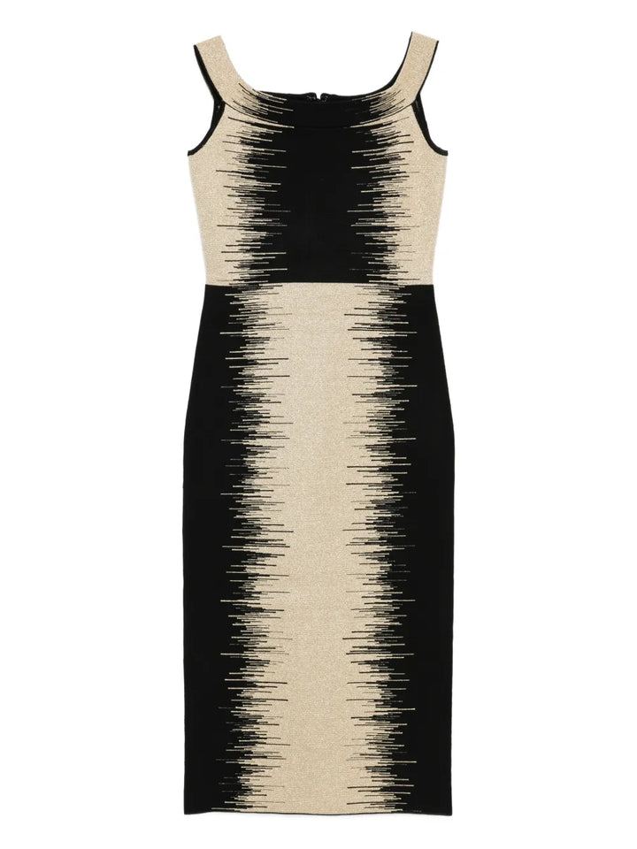 Herve Leger Arwen Striped Dress — Black — Size XS — Front View