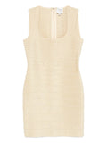 Herve Leger Mirabel Ribbed Mini Dress — Gold — Size S — Front View