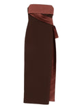Roland Mouret Strapless Tie Detail Maxi Dress — Brown — Size XS — Front View