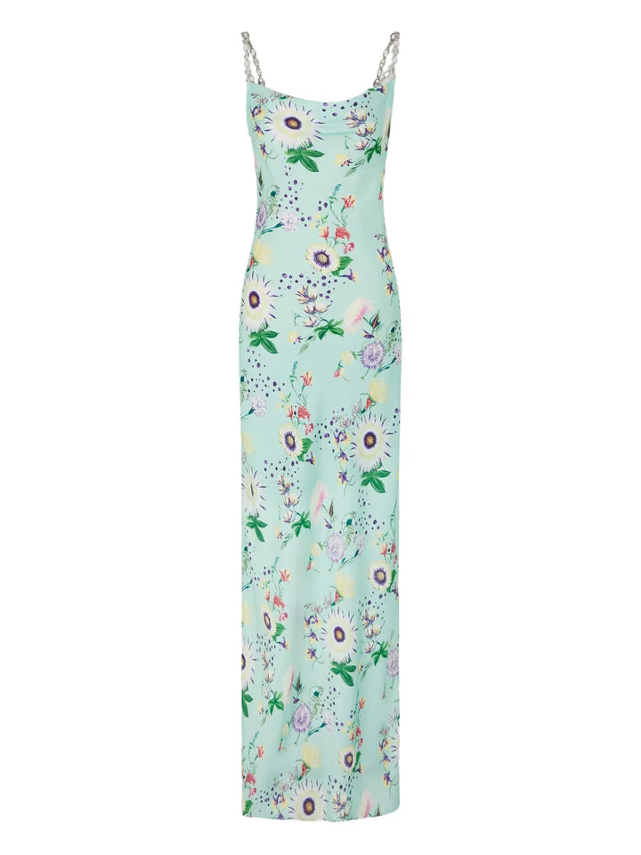 Rabanne Floral Chain Dress — Green — Size XXL — Front View