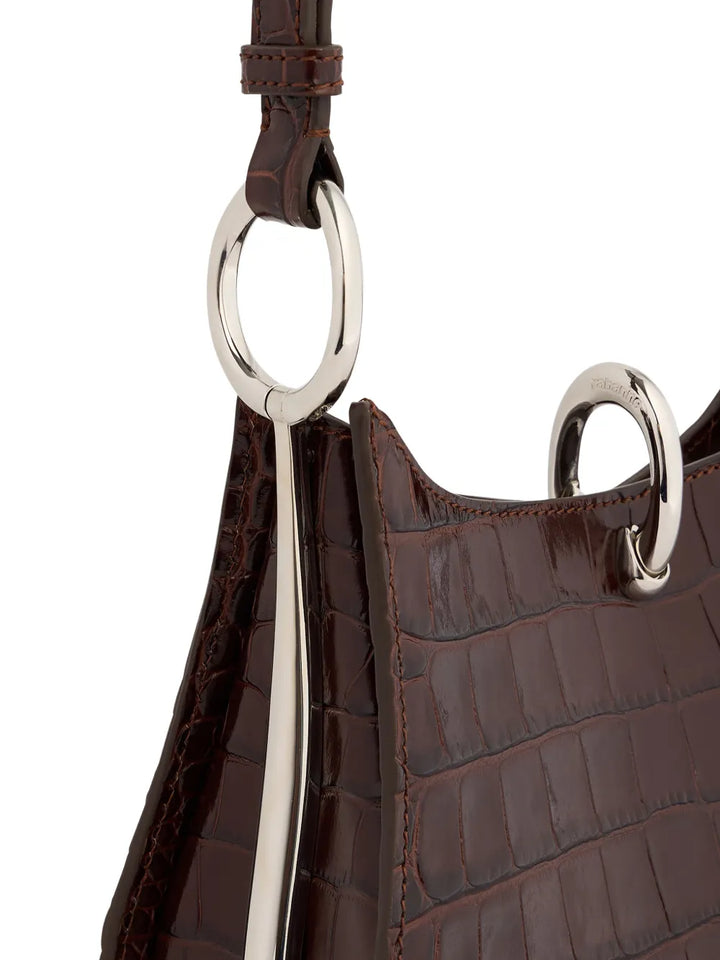 Rabanne Ring Embossed Leather Shoulder Bag — Same as shown — Size One Size — Back View
