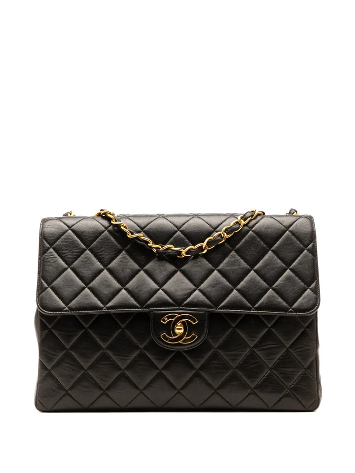 Chanel Pre Owned 1994 1996 Jumbo Classic Lambskin Single Flap Shoulder Bag — Same as shown — Size One Size — Front View