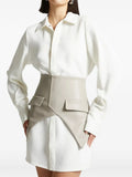 Maniere De Voir Corset Shirt Dress — White — Size XS — Front View