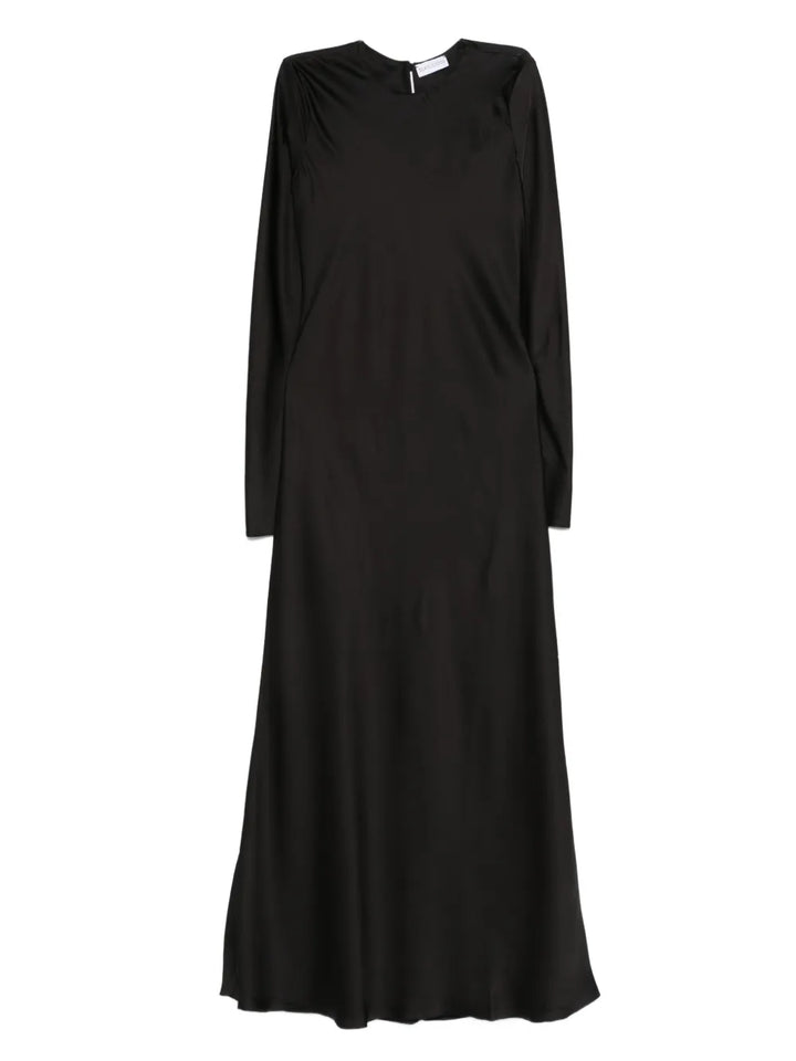 Silkylicious Silk Maxi Dress — Black — Size L — Front View