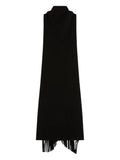 Max Mara Fringed Dress — Black — Size XS — Front View