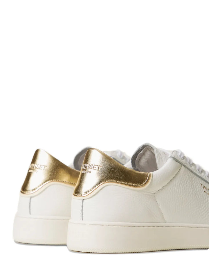 TWINSET Lace-Up Logo-Detail — White — Size US M 3.5 - US W 5 — Top View