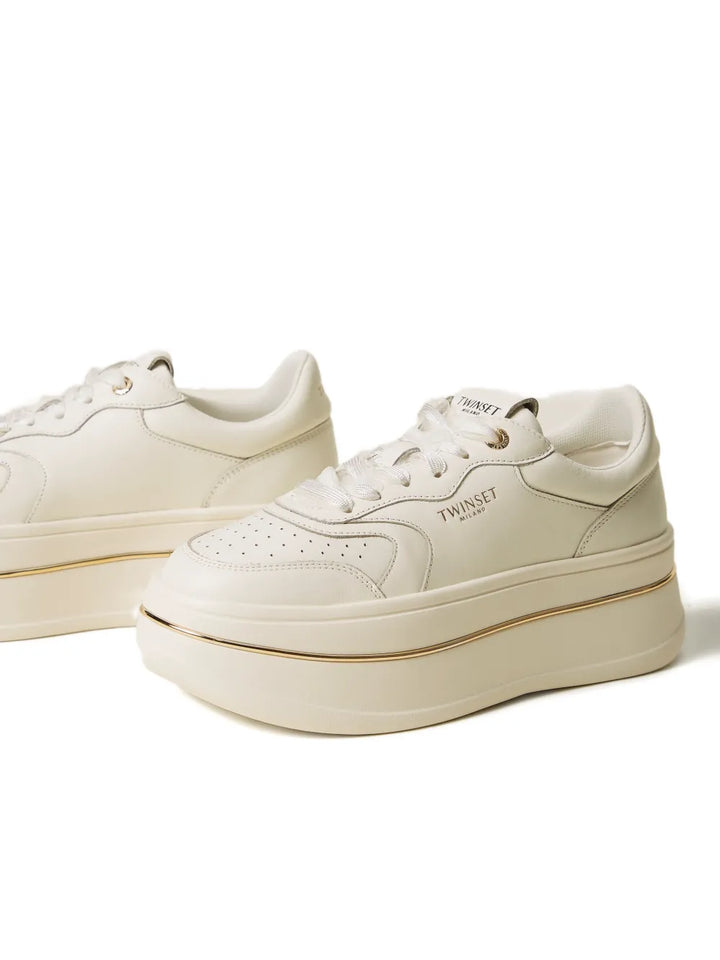 TWINSET Lace-Up Platform — White — Size US M 3.5 - US W 5 — Top View