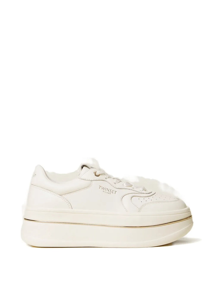 TWINSET Lace-Up Platform — White — Size US M 3.5 - US W 5 — Front View