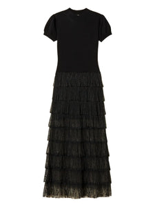 Twinset Plumetis Lace Knit Dress — Black/ Red — Size XS — Front View