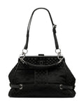 Chanel Pre Owned 2005 2006 Cc Check Embossed Velvet Belted Side Frame Bag Shoulder Bag — Same as shown — Size One Size — Front View