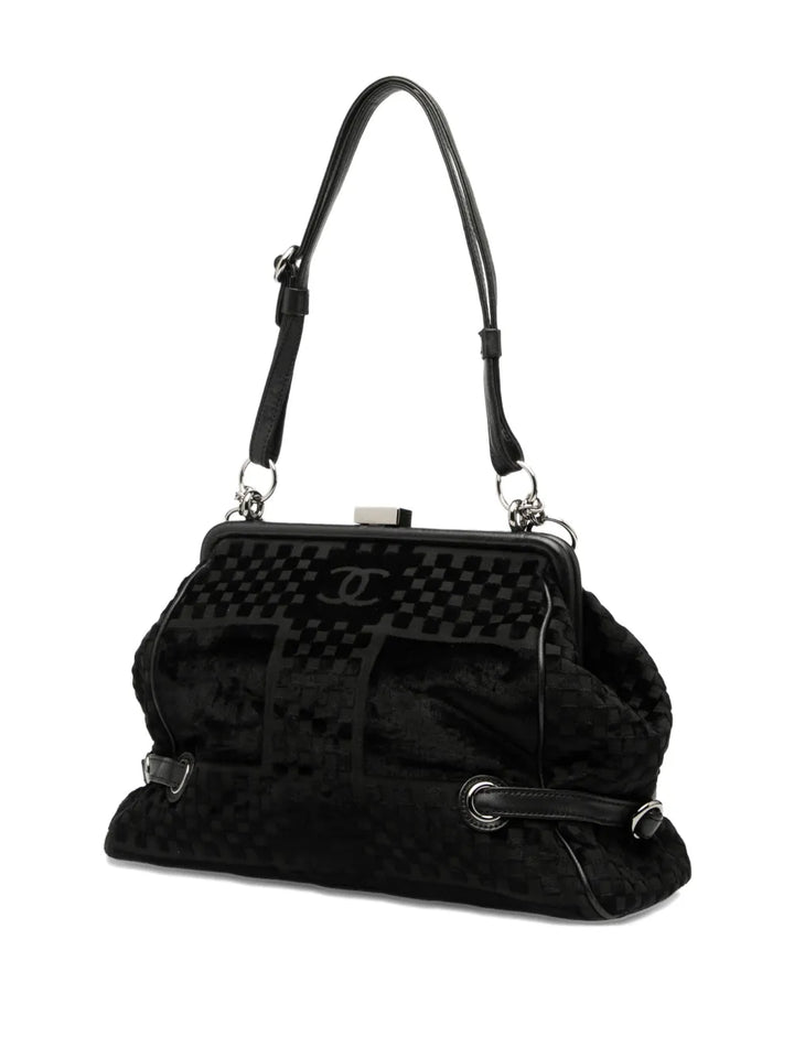 Chanel Pre Owned 2005 2006 Cc Check Embossed Velvet Belted Side Frame Bag Shoulder Bag — Same as shown — Size One Size — Side View