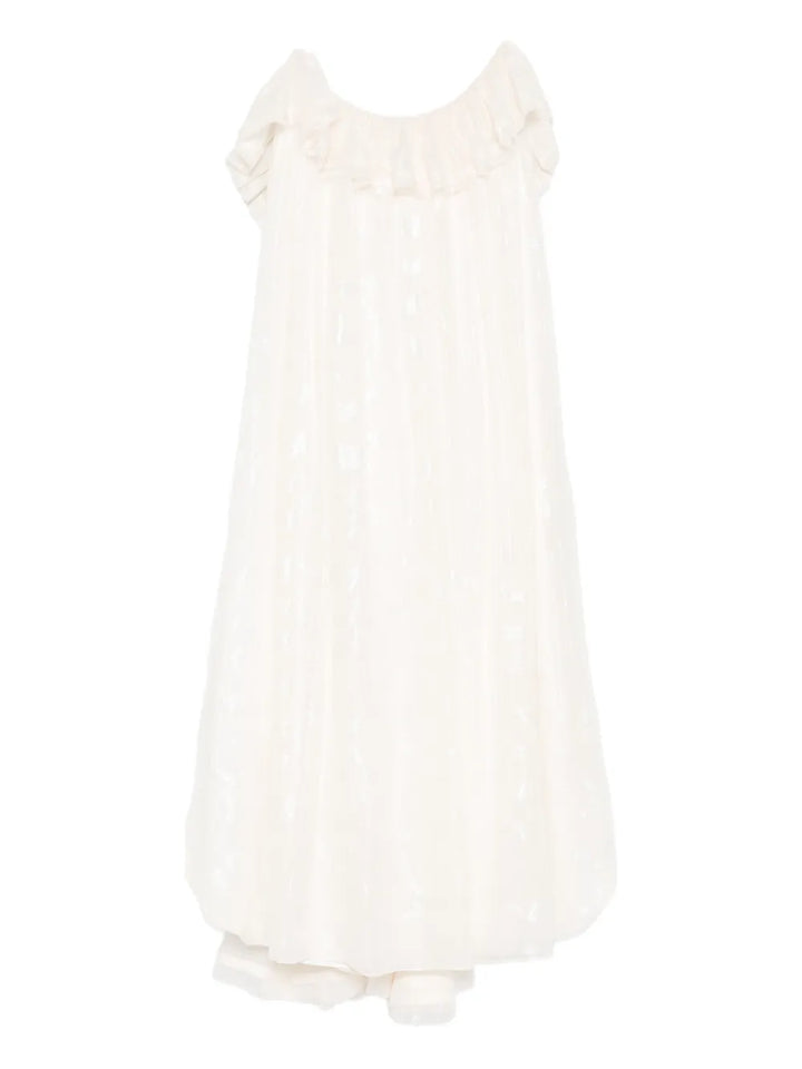 Parlor X Alice Cavaleru Spaghetti Strap Midi Dress — Red/ Ivory — Size M — Front View