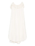 Parlor X Alice Cavaleru Spaghetti Strap Midi Dress — Red/ Ivory — Size M — Front View