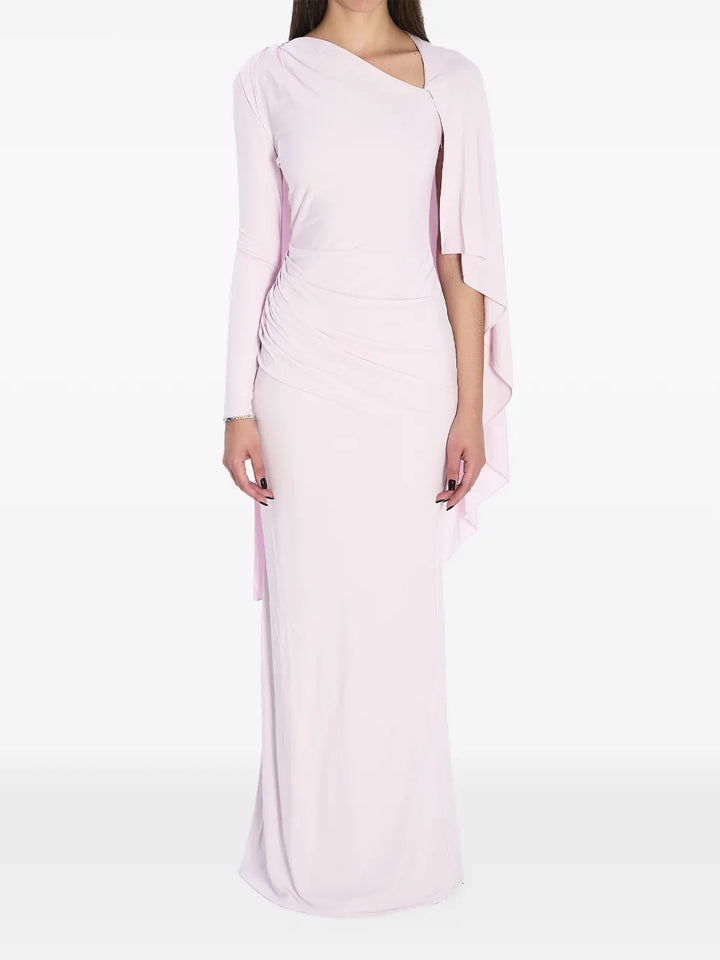 Self Portrait Asymmetric Embellished Maxi Dress — Pink — Size XS — Front View