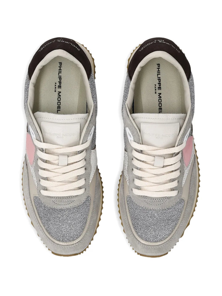 Philippe Model Paris Blville Glitter Panelled Trainers — Same as shown — Size US M 3.5 - US W 5 — Back View