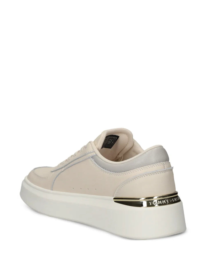 Tommy Hilfiger Logo-Plaque Lace-Up — Cream — Size US M 3.5 - US W 5 — Back View