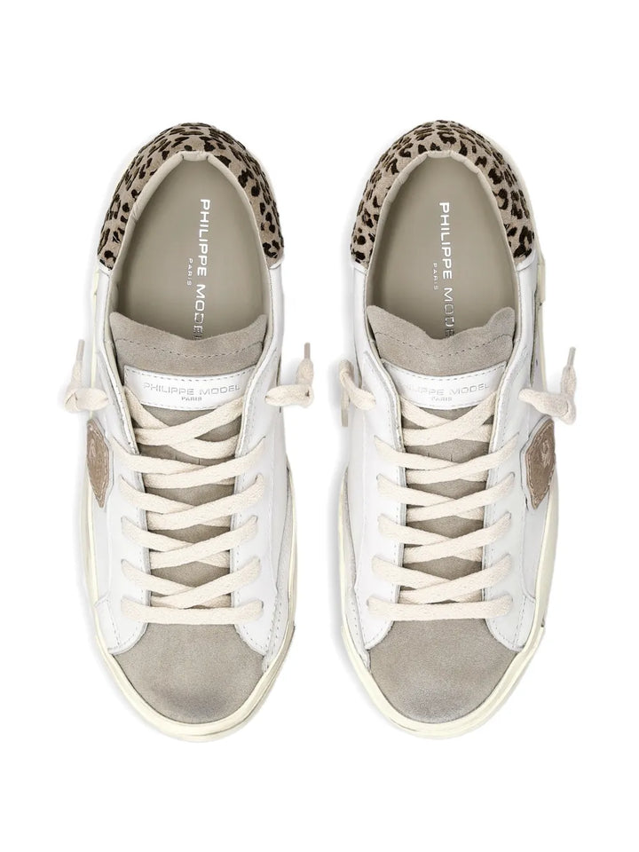 Philippe Model Paris Animal Print Prsx Low Trainers — White — Size US M 3.5 - US W 5 — Back View