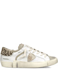 Philippe Model Paris Animal Print Prsx Low Trainers — White — Size US M 3.5 - US W 5 — Front View