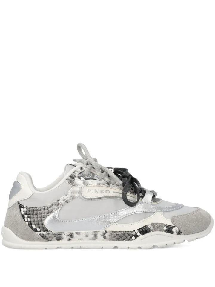 PINKO Logo Lace-Up — Grey — Size US M 3.5 - US W 5 — Front View