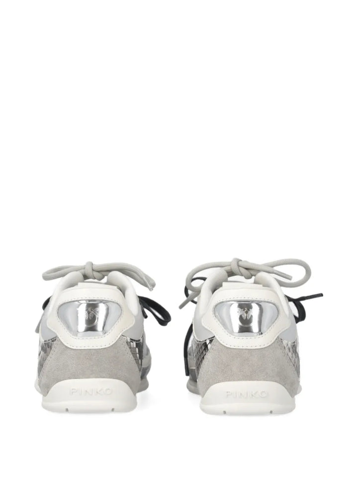 PINKO Logo Lace-Up — Grey — Size US M 3.5 - US W 5 — Top View