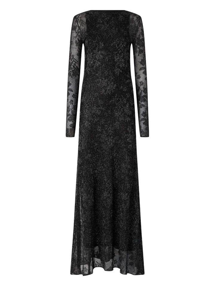 Pinko Openwork Long Sleeve Dress — Black/ Pink — Size XS — Front View